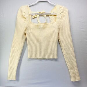 Forever 21 Cream Knit Crop Top with Bow